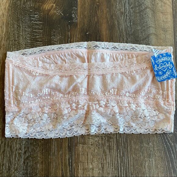 Free People Lace Bandeau Soft Pink Size Large - Picture 8 of 10
